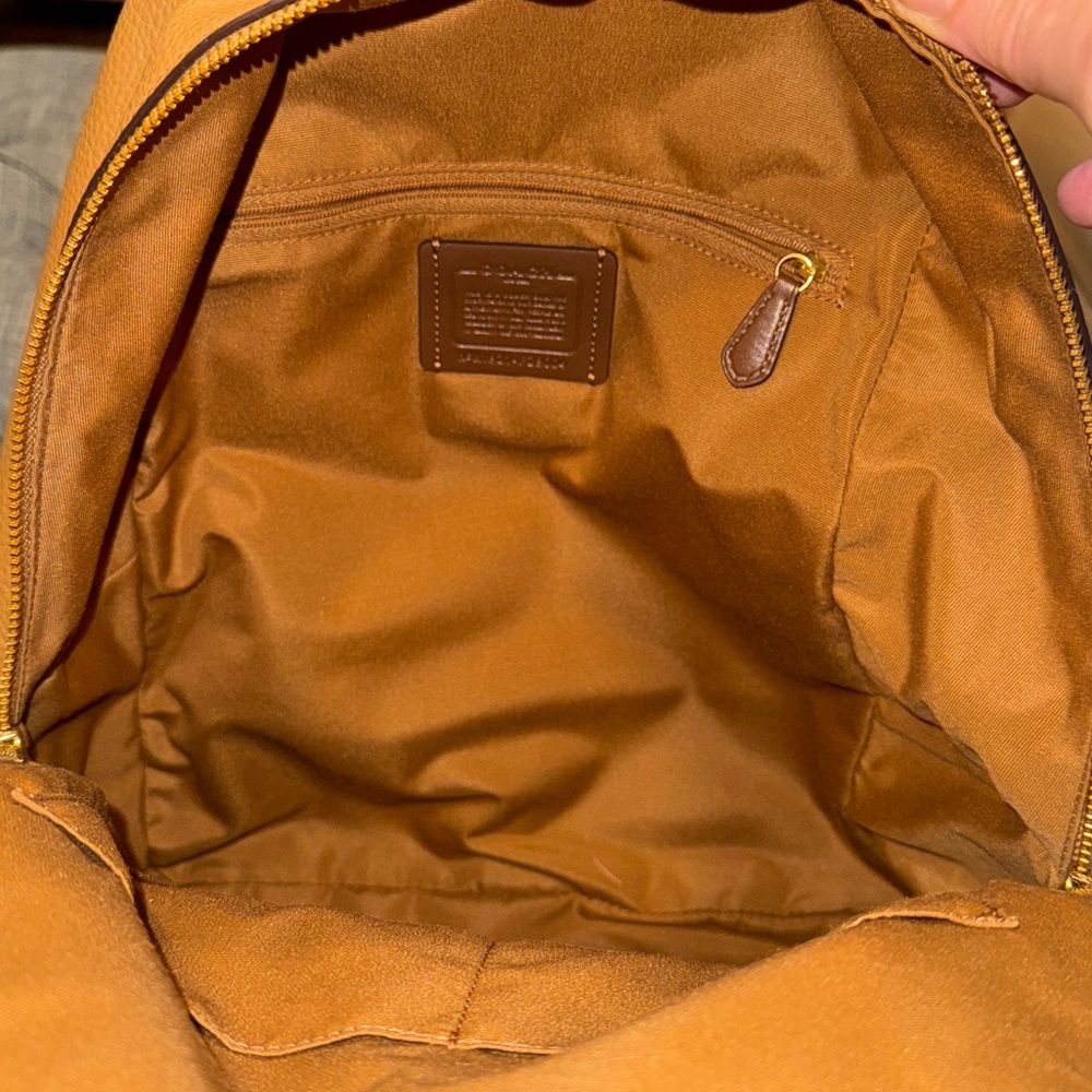 Coach Backpack Tan Pebbled Leather Large Charlie Backpack - Picture 12 of 17